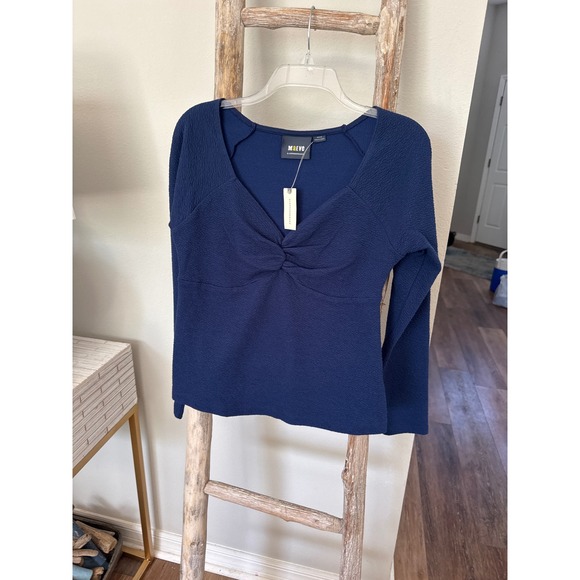 Anthropologie Maeve Blue Sweetheart Neckline Stretch‎ Top Women Size Medium NWT - Picture 9 of 9